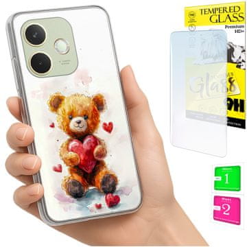 shumee Ovitek za Oppo A5 Pro FOTO zadnja stran grafični medvedek + 9H steklo