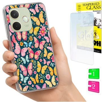 shumee Ovitek za Oppo A5 Pro FOTO na hrbtni strani z grafiko in metulji + 9H steklo