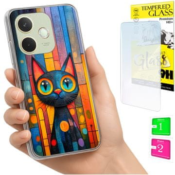 shumee Ovitek za Oppo A5 Pro FOTO zadnja stran grafike mucek + 9H STEKLO