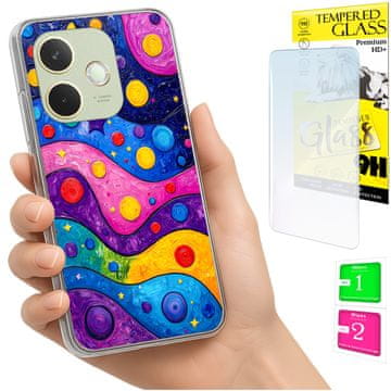 shumee Ovitek za Oppo A5 Pro FOTO zadnja stran grafike valovi + 9H steklo