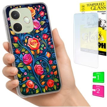 shumee Ovitek za Oppo A5 Pro FOTO zadnja stran grafike rože + 9H STEKLO