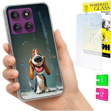 shumee Ovitek za Motorola Edge 60 Pro FOTO ovitek za hrbtno stran psa + 9H steklo