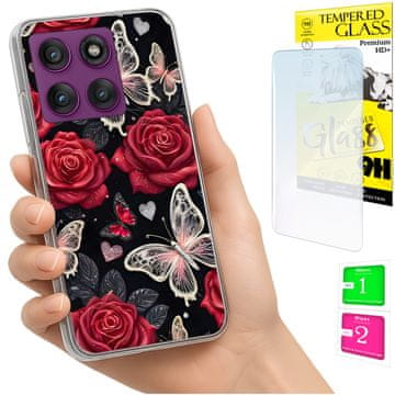 shumee Ovitek za Motorola Edge 60 Pro FOTO ovitek z zaščitnim krilom v obliki metulja + 9H steklo