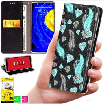 shumee Denarnica za Honor 400 Lite - ovitek BLUEMOON s potiskom + 9H steklo