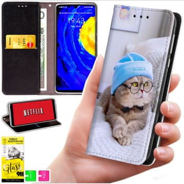 shumee Denarnica za Honor X7d / 400 Smart - BLUEMOON ovitek s potiskom + 9H steklo