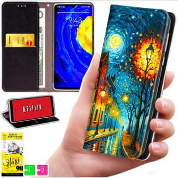 shumee Denarnica za Samsung Galaxy A36 / A56 - ovitek BLUEMOON s potiskom + 9H steklo