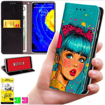 shumee Denarnica za Samsung Galaxy A36 / A56 - ovitek BLUEMOON s potiskom + 9H steklo