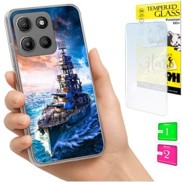 shumee Ovitek za Motorola Moto G15 / G15 Power zadnji ovitek + STEKLO