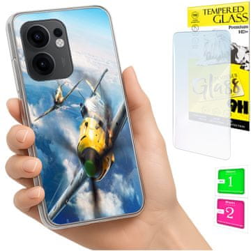 shumee Ovitek za Oppo Reno 13F 5G / 13 FS 5G ohišje, zadnji pokrov + STEKLO