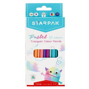 STARPAK Svinčniki, trikotni, pastelni, 12 barv 472397