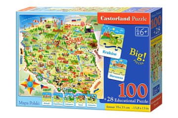 Castor 100-delna izobraževalna sestavljanka. Zemljevid Poljske.