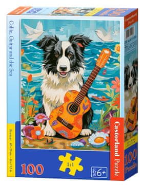 Castor 100-delna sestavljanka: Border Collie, kitara in morje