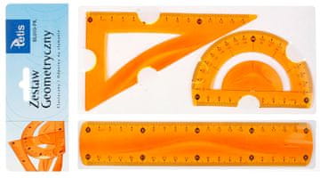 Tetis Geometrijski komplet z 20 cm ravnilom. Oranžna barva.
