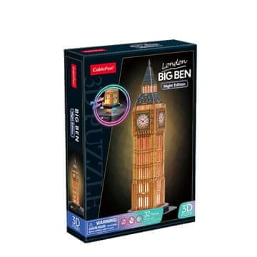 CubicFun Kubična zabava. 3D LED sestavljanka. Big Ben. Nočna različica. 32 kosov.