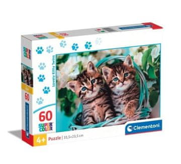 Clementoni 60-delna sestavljanka. Super barvita. Mačji dvojčki.