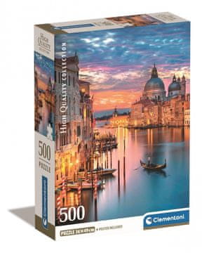 Clementoni Sestavljanka s 500 kosi. Kompaktna. Osvetlitev Benetk.