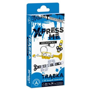 Alexander X-Press Me. Obesek za ključe iz trobente, narejen iz lastnih rokavov.
