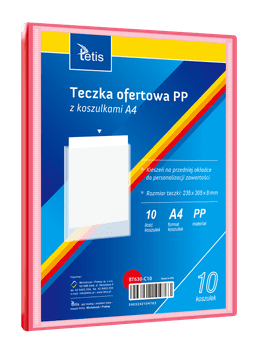 Tetis Mapa za predstavitve iz PP, 10 žepov, A4, rdeča