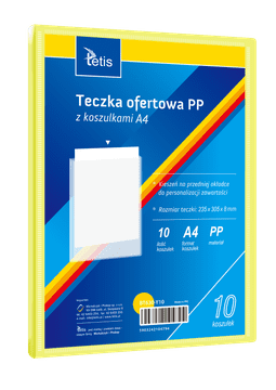 Tetis Mapa za predstavitve iz PP, 10 žepov, A4, rumena