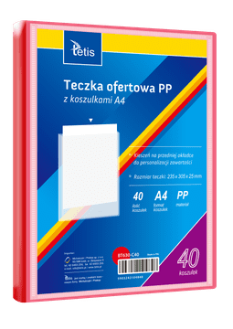 Tetis Mapa za predstavitve iz PP, 40 žepov, A4, rdeča