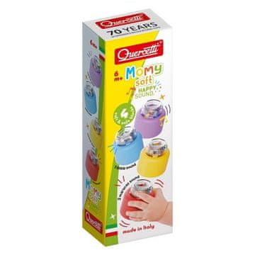 Quercetti Quercetti. Mehke mamine kocke z ropotuljico. 4 kosi.