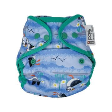 shumee Modra Puffin vodoodporna povojna plenica za večkratno uporabo s sponkami 3,5-16 kg, zapri