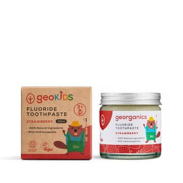 shumee Georganics otroška zobna pasta s fluoridom jagode 60 ml