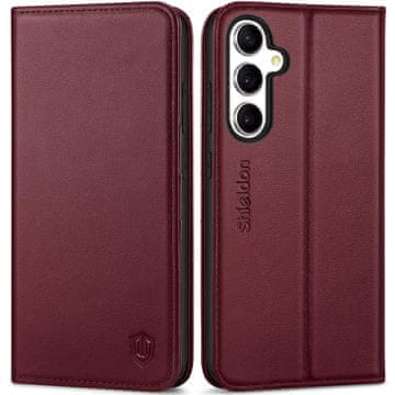 Infostyle Usnjena torbica SHIELDON za Samsung Galaxy S24 FE 6,7" 2024 - vinsko rdeča