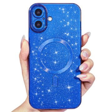 Infostyle Bleščeč ovitek Mag za iPhone 16 Plus - modra