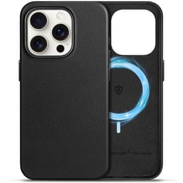 Infostyle SHIELDON usnjen ovitek iPhone 15 Pro 6,1" – MagSafe, črna