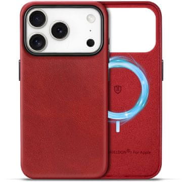 Infostyle SHIELDON usnjen ovitek za iPhone 17 Pro – MagSafe, retro rdeč