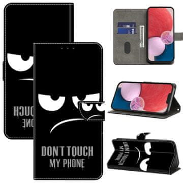 Infostyle Preklopni ovitek "Don't Touch My Phone" za iPhone 16 Plus – črna