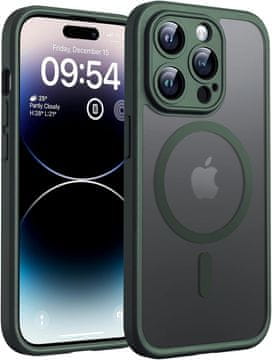 Infostyle TOCOL magnetni ovitek za iPhone 14 Pro (6,1") – MagSafe, mat prozoren, alpsko zelena