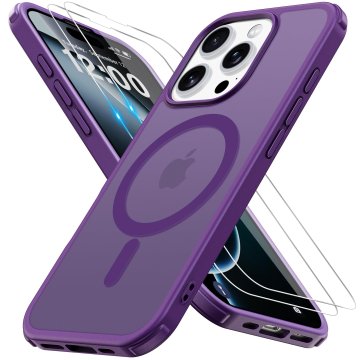 Infostyle Iokmax ovitek z MagSafe in 2-delno zaščito zaslona za iPhone 16 Pro – vijolična