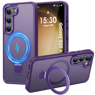 Infostyle Prosojen Mag HuwaiH ovitek za Samsung Galaxy S23 Plus s stojalom – vijolična