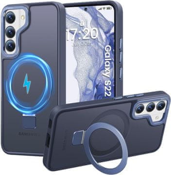 Infostyle Prosojen Mag HuwaiH ovitek za Samsung Galaxy S23 s stojalom – temno modra