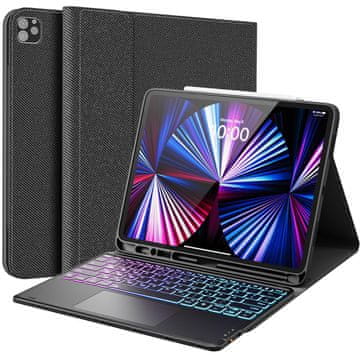 Infostyle Ovitek Earto za iPad Pro 12.9 / iPad Air 13 s tipkovnico, sledilno ploščico in osvetlitvijo ozadja – črna