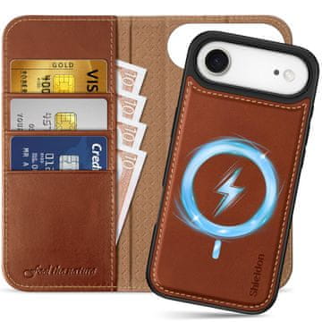 Infostyle SHIELDON MagSafe snemljiv ovitek z denarnico za iPhone 17 Air – retro rjava