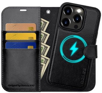 Infostyle OCASE snemljiv ovitek/denarnica za iPhone 15 Pro – MagSafe, RFID, črna