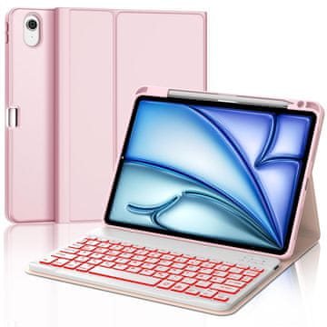 Infostyle IVEOPPE ovitek s tipkovnico za iPad Air 11 (2025 M3/M2) – roza, 7-barvna osvetlitev