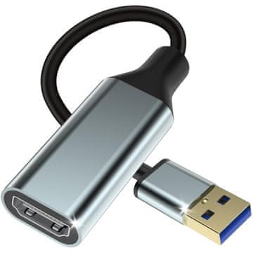 Infostyle USB-HDMI adapter 1080P za monitor, Windows/Mac, siva