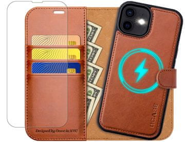 Infostyle OCASE snemljiv ovitek / denarnica za iPhone 12/12 Pro – rjava + zaščitno steklo, MagSafe