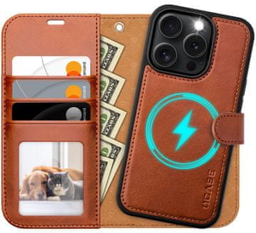 Infostyle OCASE snemljiv ovitek / denarnica za iPhone 16 Pro – rjava