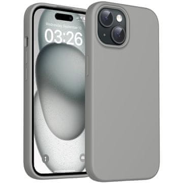 Infostyle TOCOL silikonski ovitek za iPhone 15 + 2 zaščitni stekli – titanovo siva