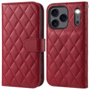 Infostyle OCASE preklopni ovitek z RFID zaščito za iPhone 17 Pro – diamantno temno rdeč