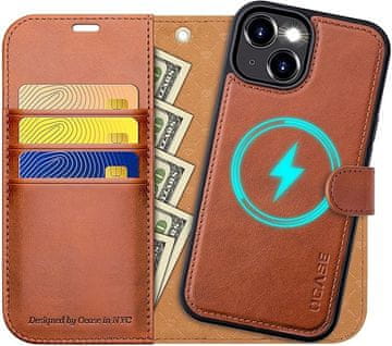 Infostyle OCASE snemljiv ovitek/denarnica za iPhone 15 – rjava, MagSafe