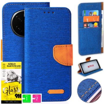 shumee Ovitek za Honor Magic7 Pro iz platna z magnetno denarnico + 9H steklo