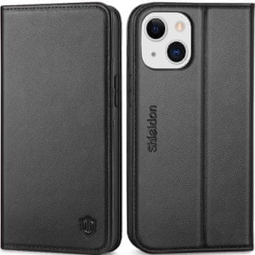 Infostyle Usnjena preklopna torbica "Shieldon" za iPhone 13 Mini - črna