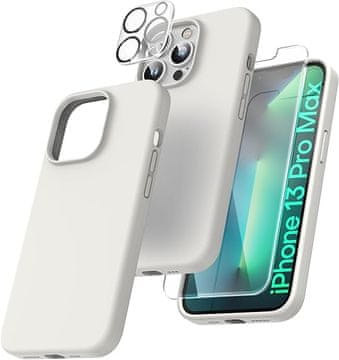 Infostyle TOCOL 5v1 ovitek za iPhone 13 Pro + 2 zaščitni stekli & 2 zaščiti za kamero, siva