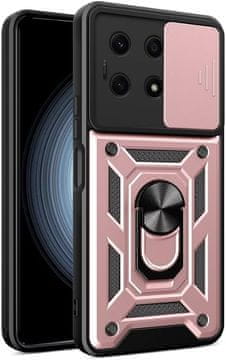 Infostyle JIAFEI ovitek za Xiaomi Poco F6 Pro 5G – zaščitni TPU+PU, drsni pokrov kamere, obroč (rožnato zlata)